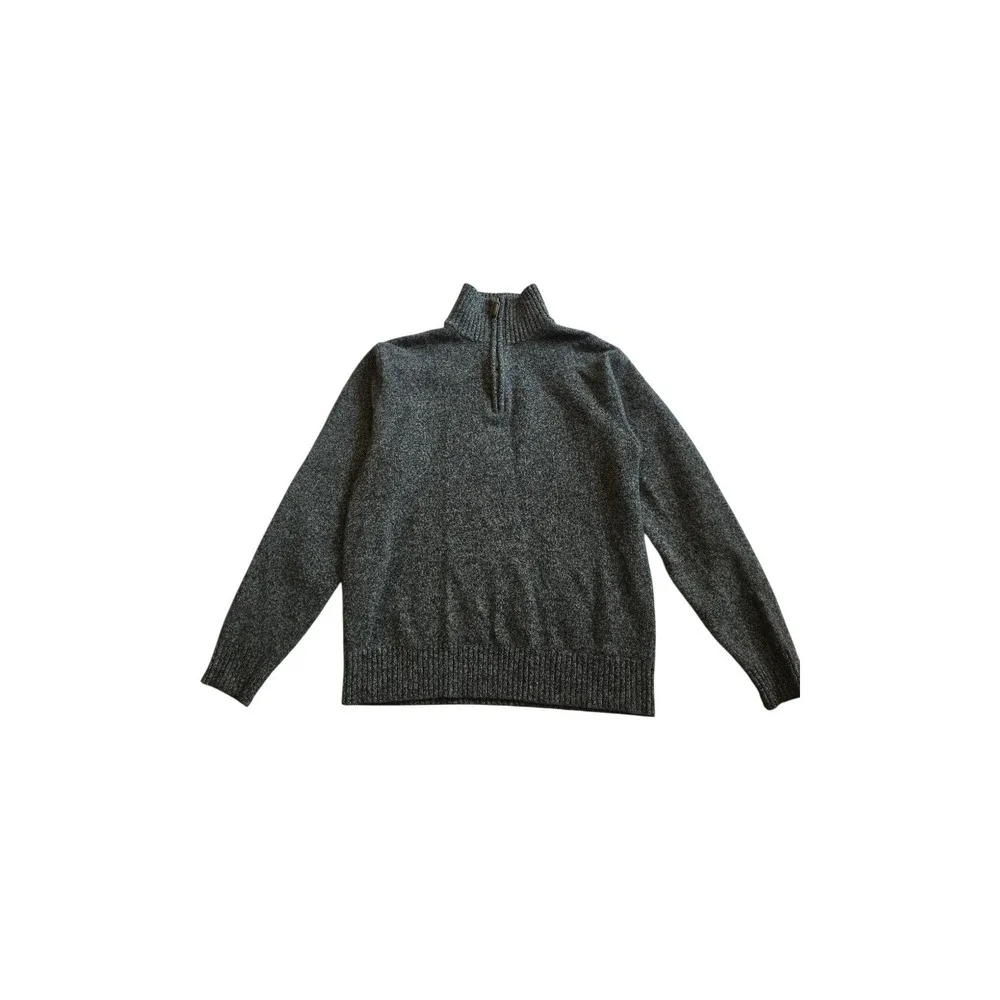 J.Crew Lambswool 1/4 zip GRAY preppy Old Money Quiet Luxury Sweater sz M‎